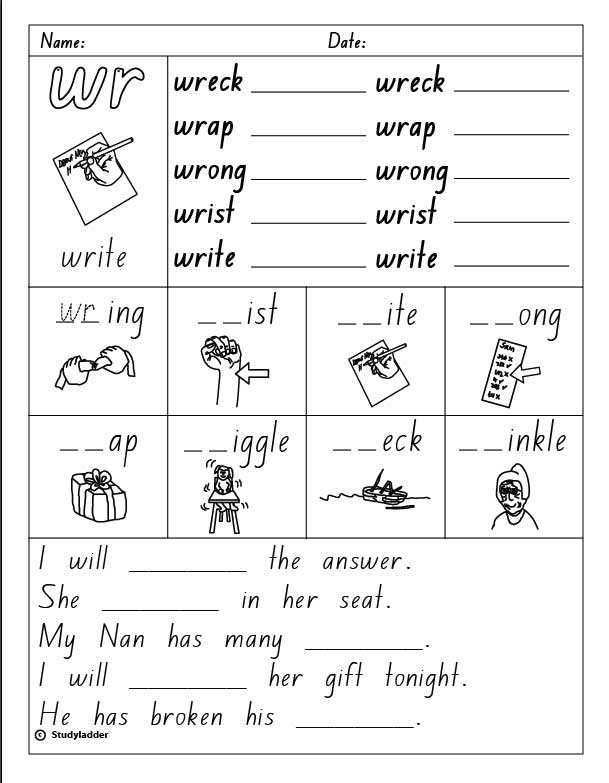 consonant digraph wr studyladder interactive learning