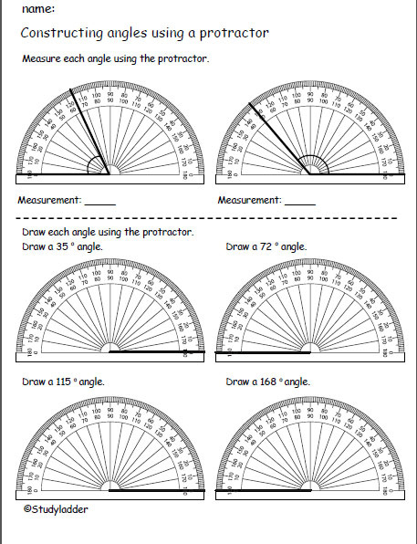 measure and construct angles using a protractor studyladder
