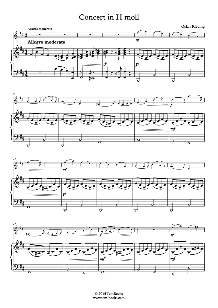 Listen to piano accompaniments for ferdinant küchler & oscar rieding violin concertos on. Violin Concerto No 2 In B Minor Opus 35 I Allegro Moderato Rieding Piano Sheet Music