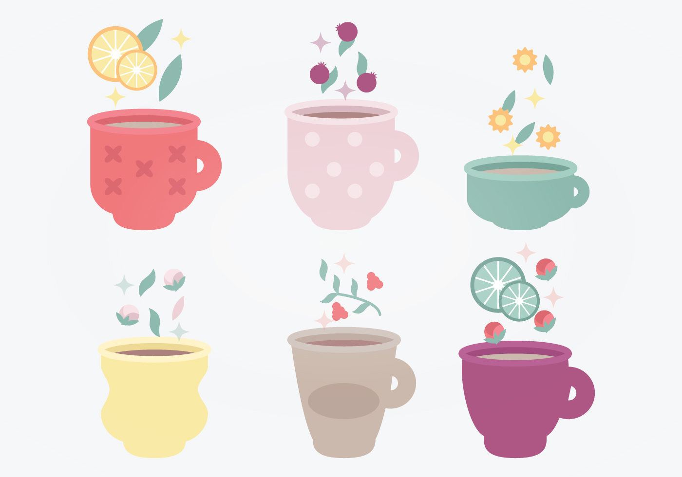 Thank you for entering the tea party! Tea Cups Vector Set 113154 Vector Art at Vecteezy