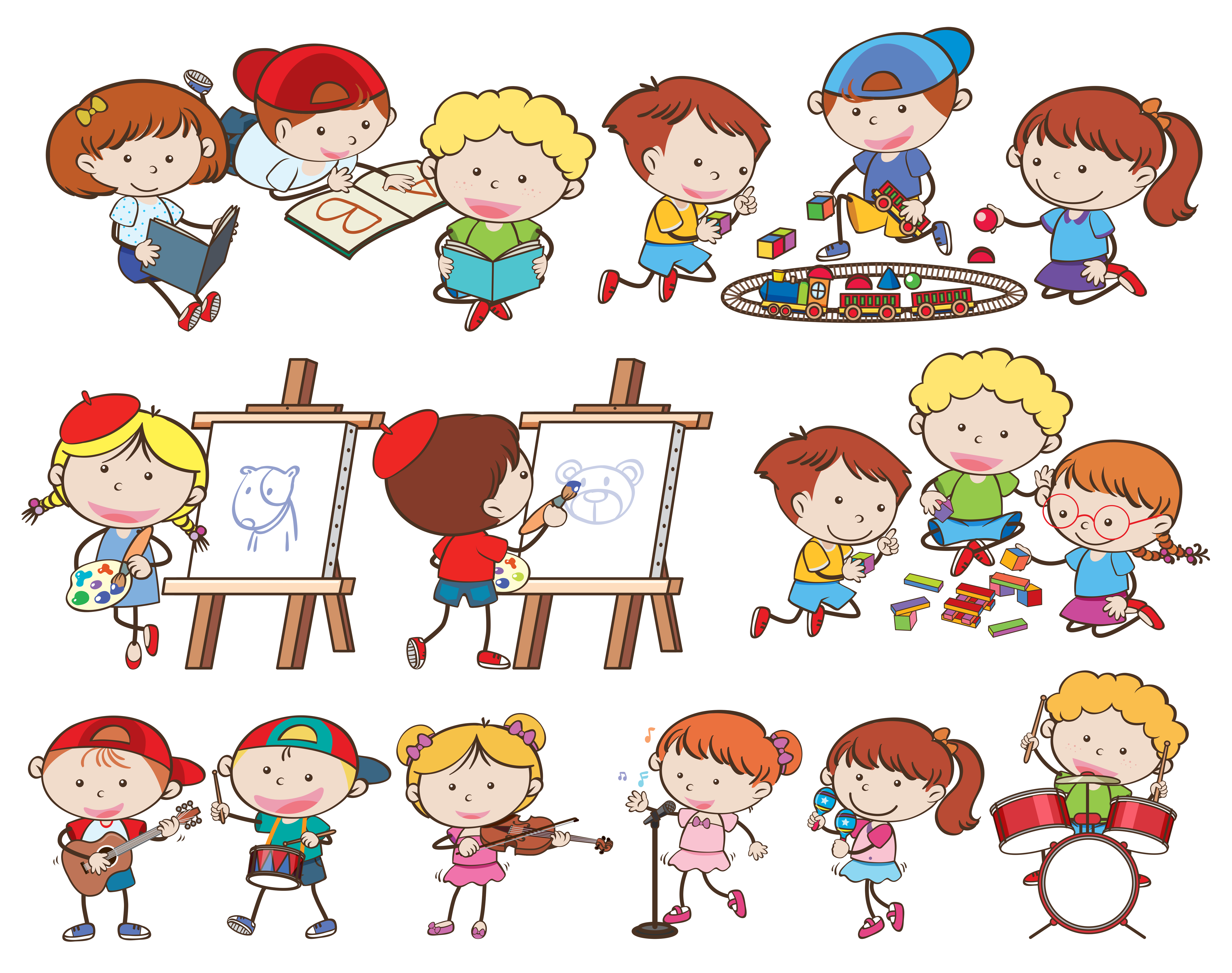 a set of children and activities 614096 download free vectors