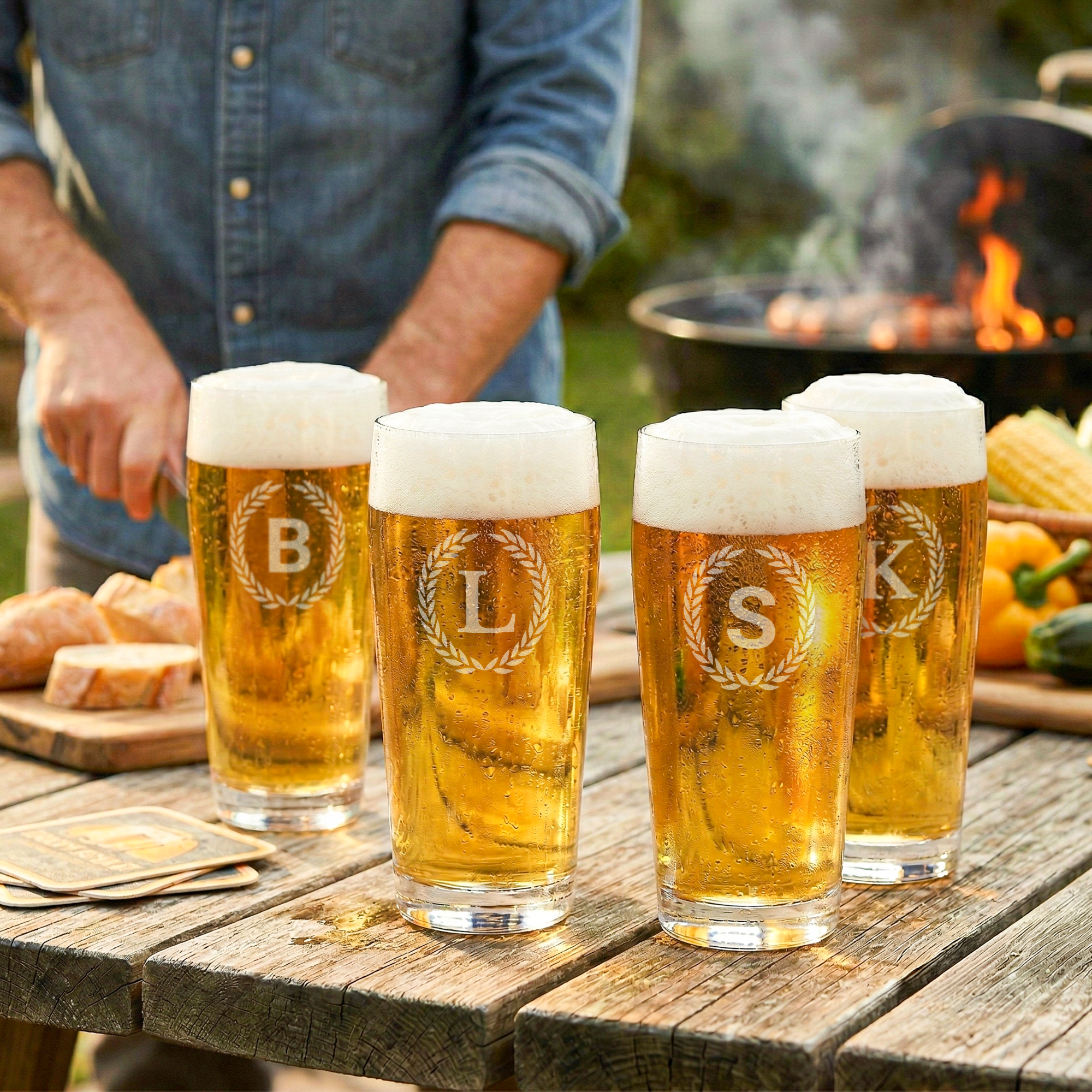 Indgraverede mini ølglas – 4 stk.