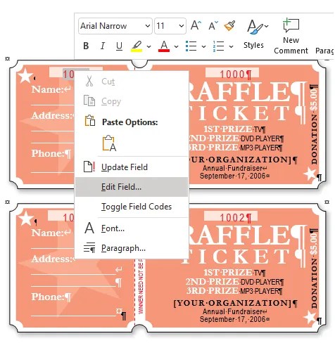 how to get a free raffle ticket template for microsoft word