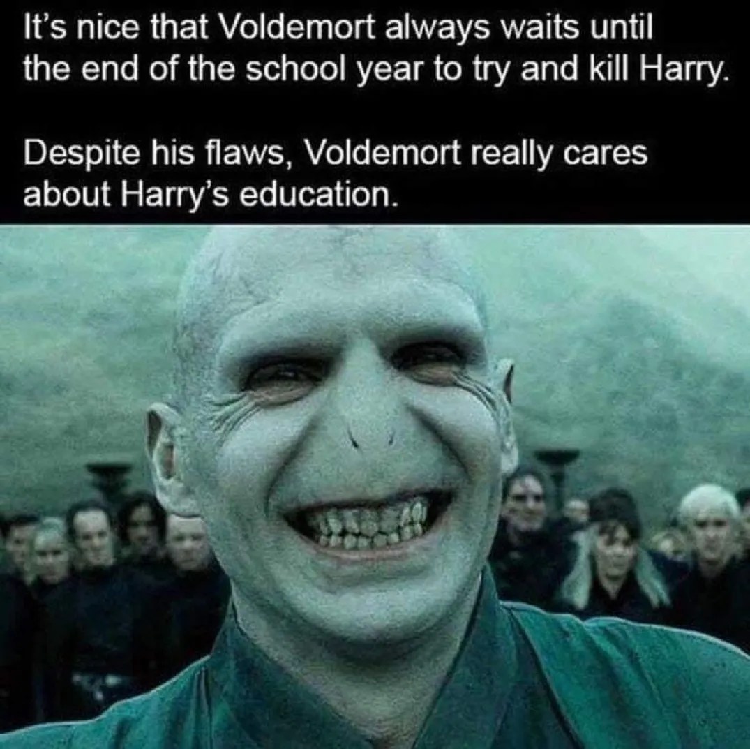 Rowling's harry potter fantasy series has led to its being extensively parodied, in works spanning nearly every medium. Harry Potter 10 Hilarious Voldemort Logic Memes That Are Too Funny