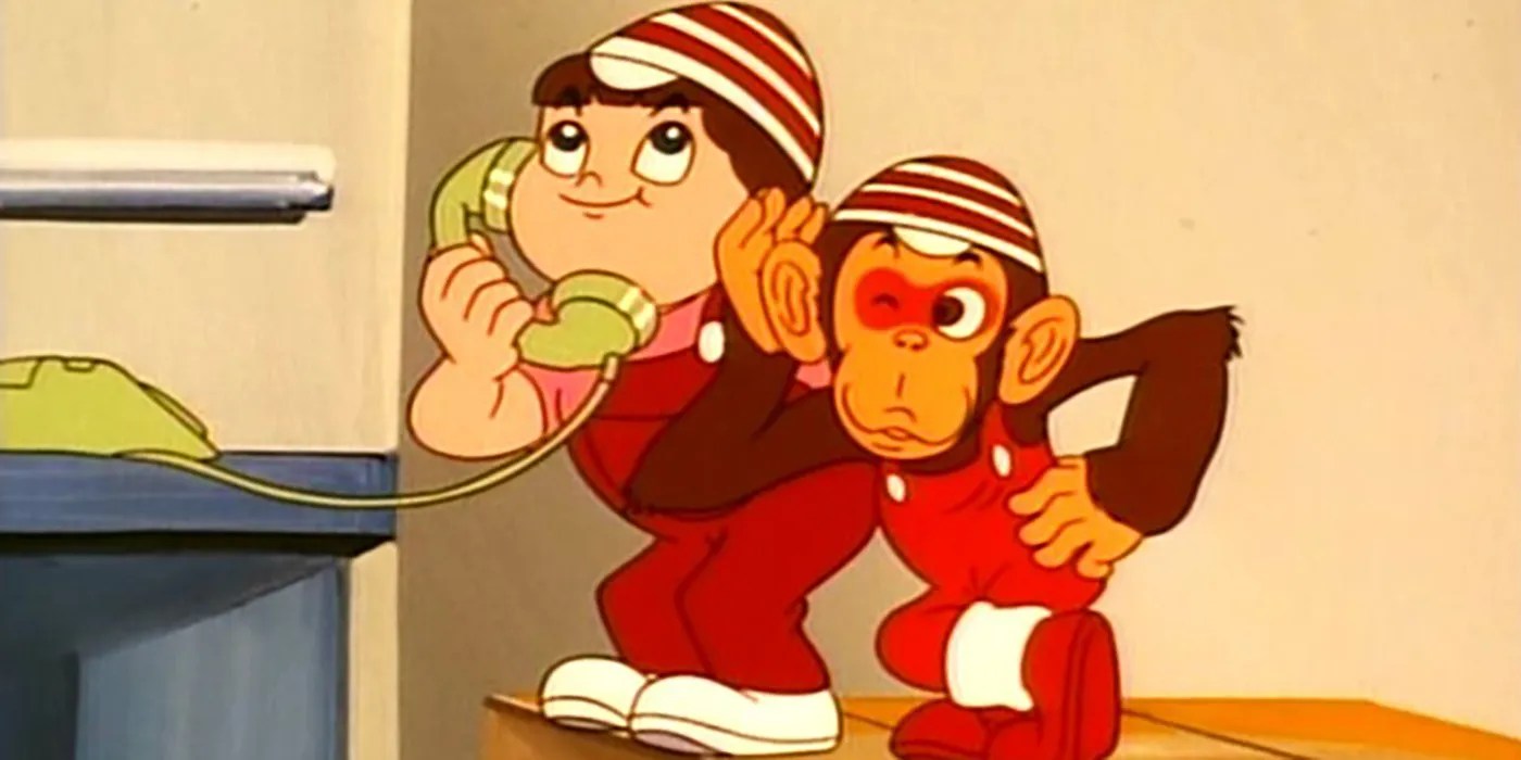 Monkey cartoon characters, cute apes mascot peel and presenting banana, got flu wrapped in plaid with hot drink in cup, . Animation S 17 Most Memorable Primates Cbr