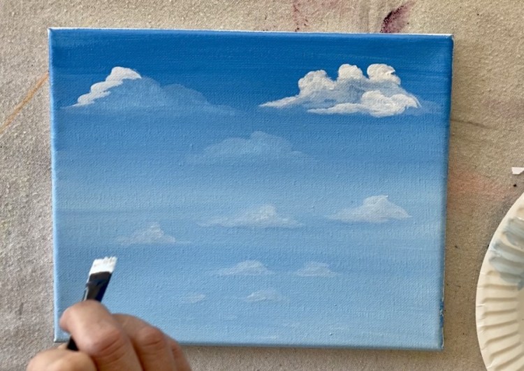 How To Paint Clouds Simple Puffy Clouds Step By Step Painting