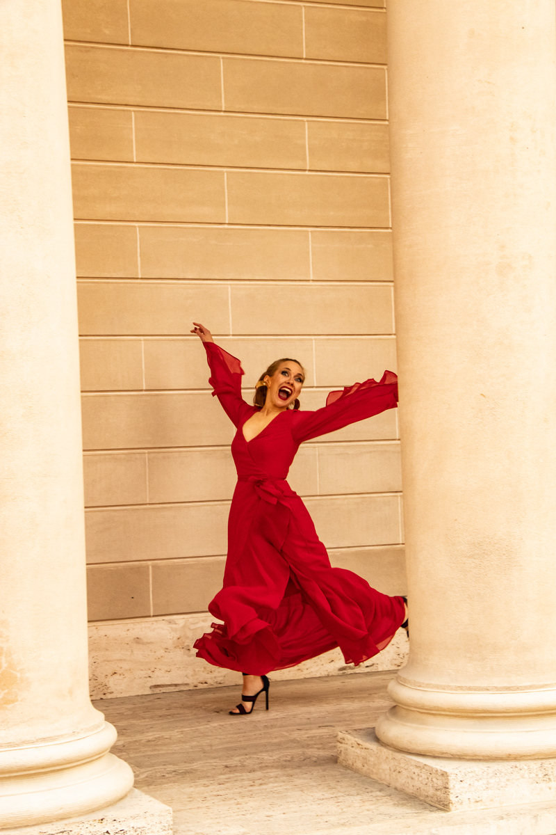 Red maxi dress for the holidays