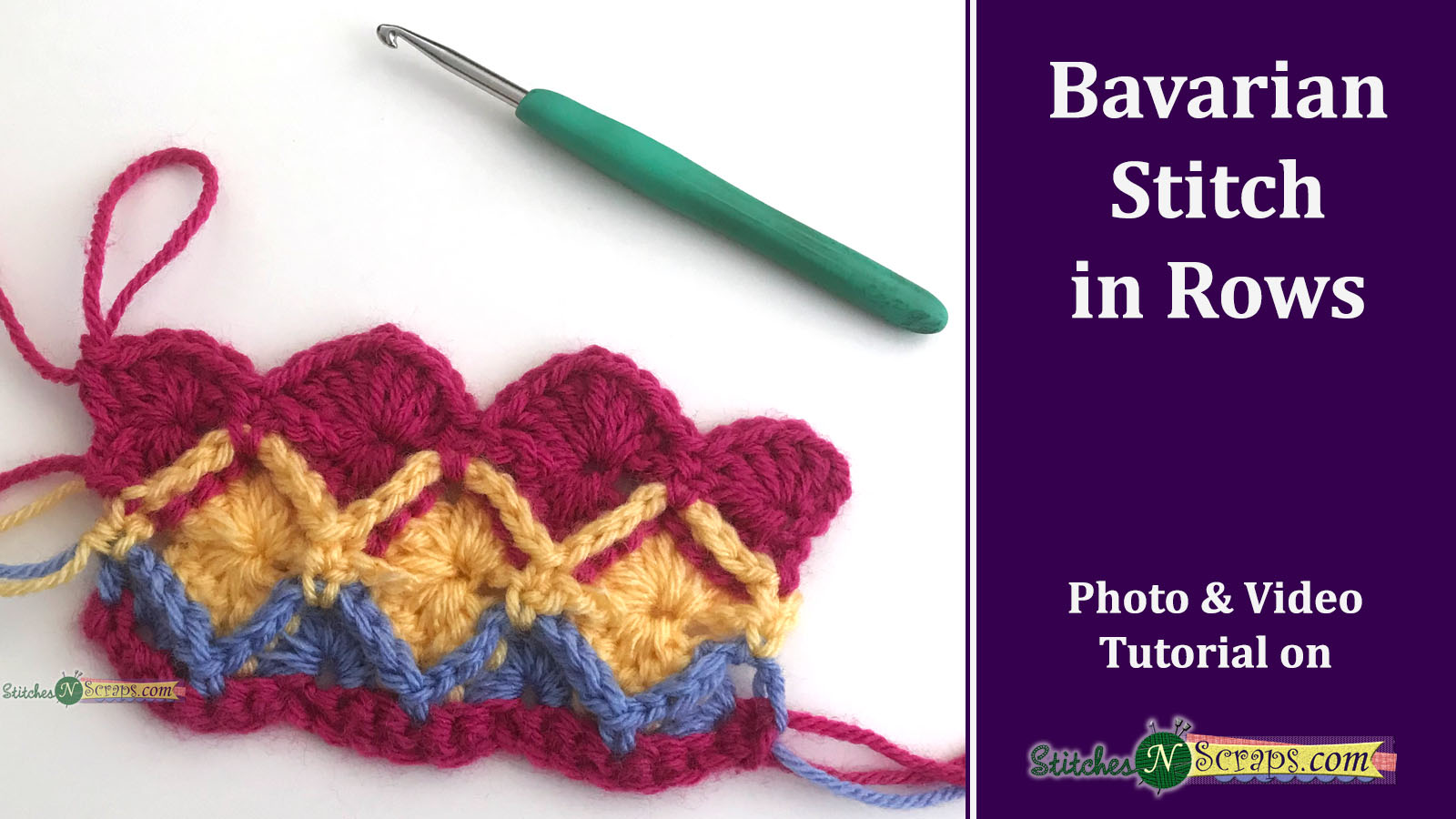 Learn how to double crochet then learn all that you can do with this stitch. Tutorial Bavarian Stitch In Rows Stitches N Scraps