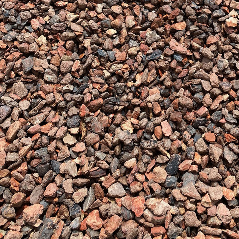 3/8 mixture of dark brown, black, and tan stones. Driveway Landscape Stone Rock Solid Stone Center