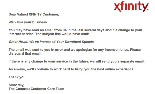 Comcast does not publish phone numbers; Stop The Cap Comcast We Ve Just Increased Your Speed By 50 Percent Oh Wait Never Mind Not Yours