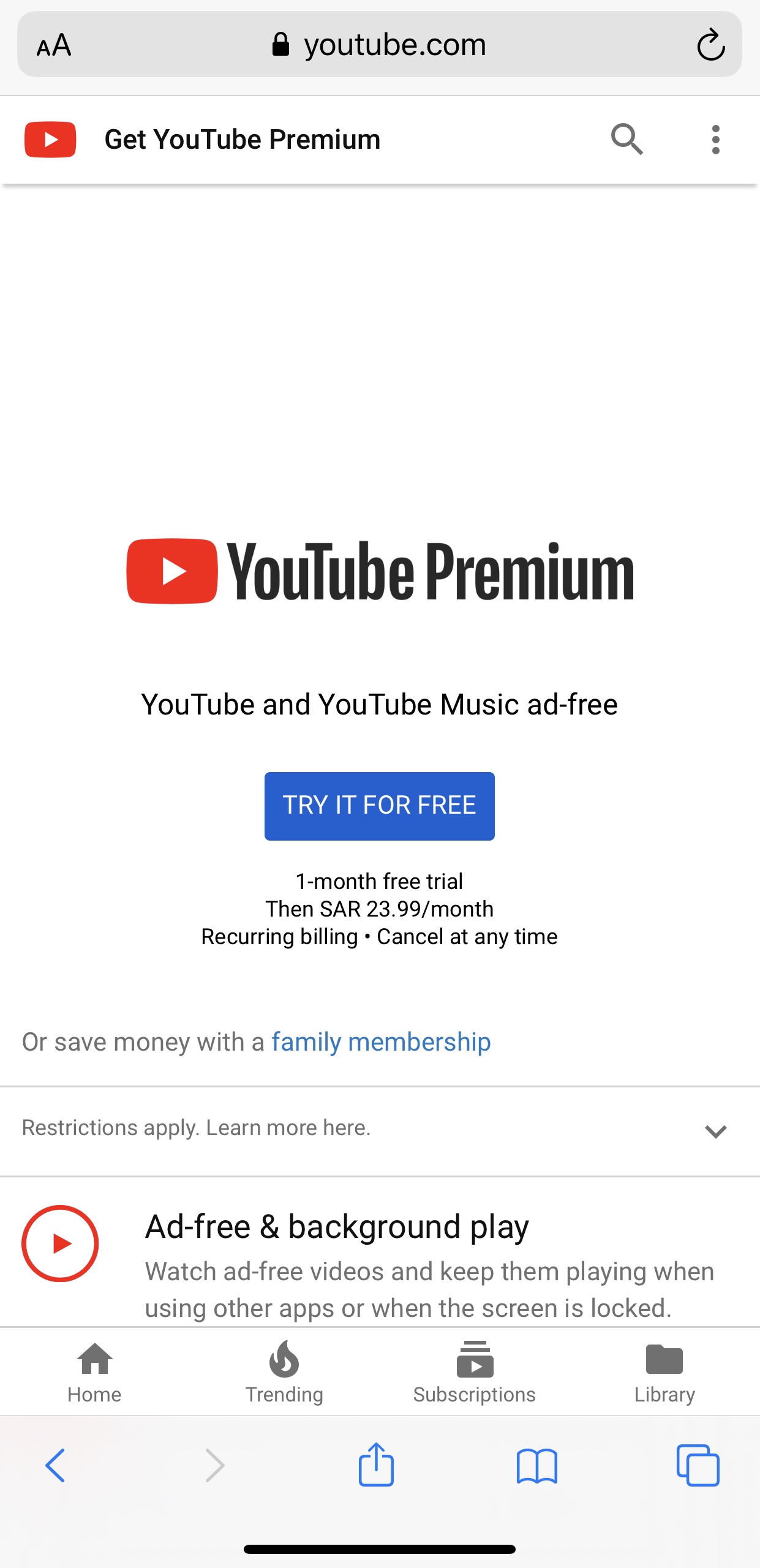 Family · monthly · then $17.99/month ; The Difference In Price Of Premium Membership Between The App And Website Why Is That Youtube Community