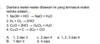 Arus listrik sebab hidrogen khlorida merupakan senyawa ionic 52. Diantara Reaksi Reaksi Dibawah Ini Yang Termasuk Tanya Mipi