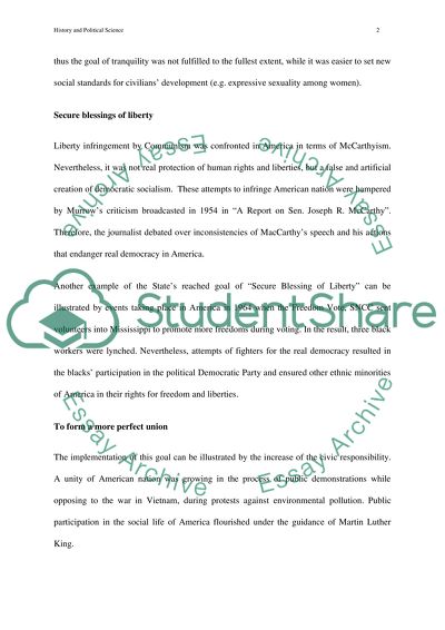 preamble of the us constitution has the government accomplished the essay