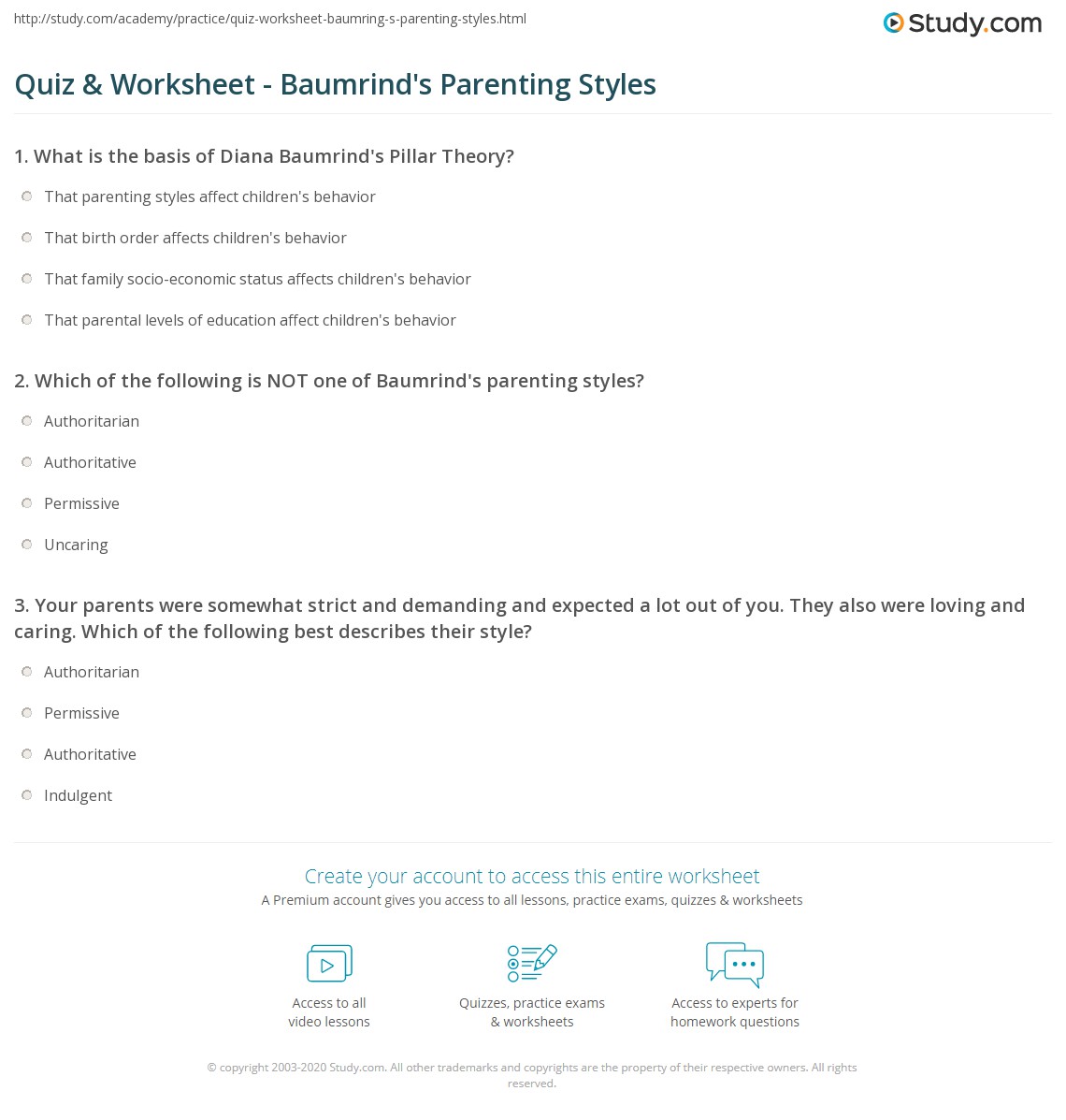 Read about the different styles of parenting and the principles of good parenting, as well as tips and other information. Quiz Worksheet Baumrind S Parenting Styles Study Com