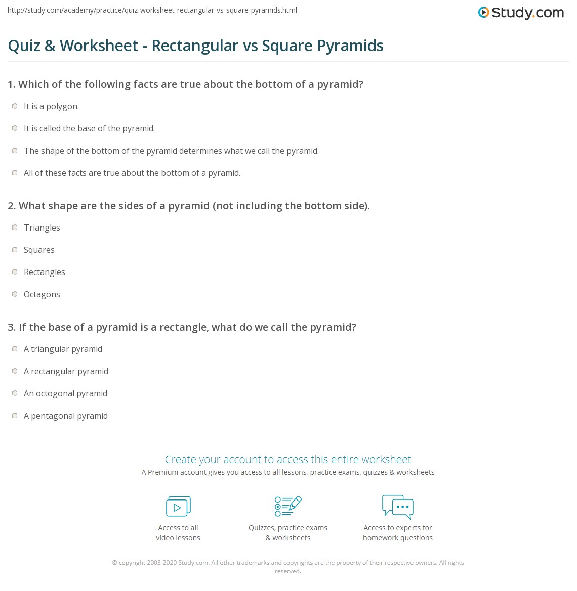 Continue until you have completed the pyramid. Quiz Worksheet Rectangular Vs Square Pyramids Study Com