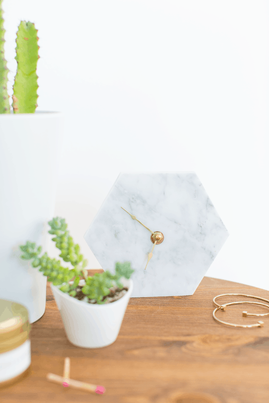 DIY Mini Hexagon Marble Wall Clock — Sugar & Cloth