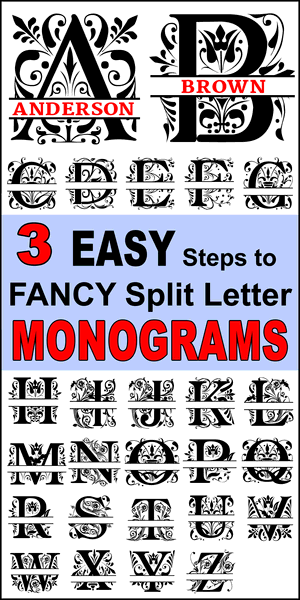 (i've written a detailed tutorial on how to make stencils in cricut . Fancy Split Font Monogram Letters Patterns Monograms Stencils Diy Projects