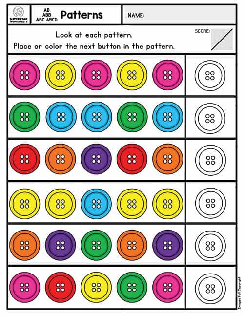 pattern worksheets superstar worksheets