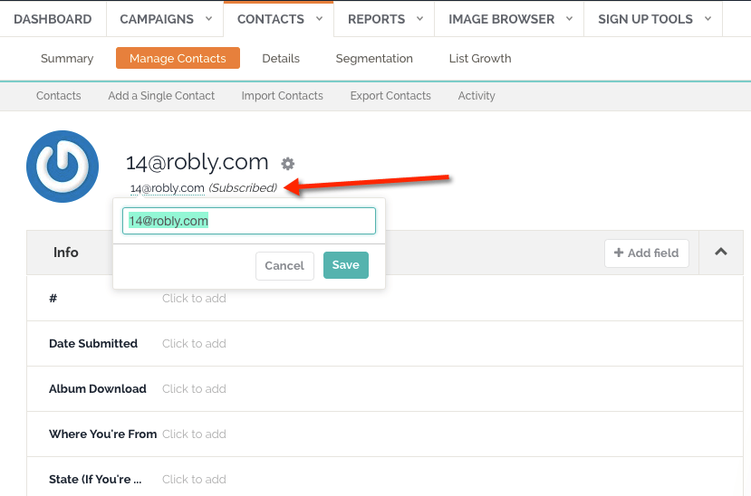 Can I Change The Email Address Of A Contact On My List Robly Support