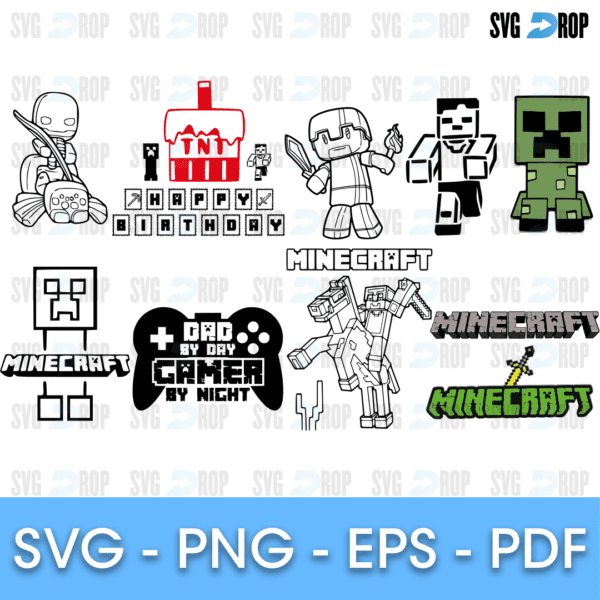 Will be sent instant digital download: Minecraft Bundle Svg Svg Drop