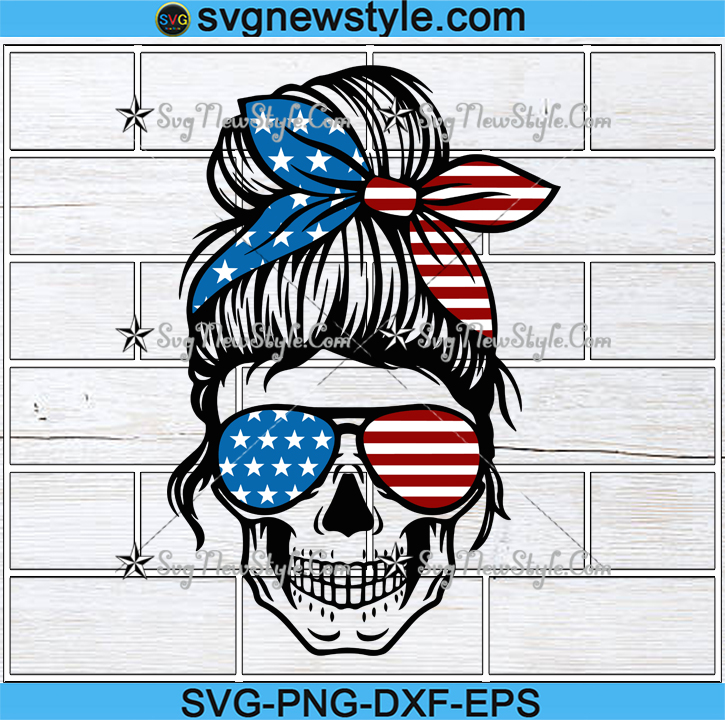 | view 684 american flag skull illustration, images and graphics from +50000 possibilities. American Flag Skull Svg Messy Bun Skull Svg Mom Life Svg Momlife Skull Svg Patriotic Svg Svg New Style