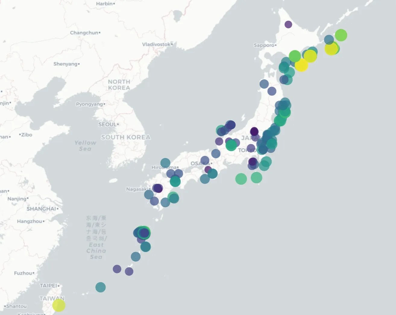 日本近一個月地震統計