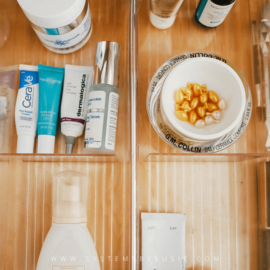 drawer of cosmetics