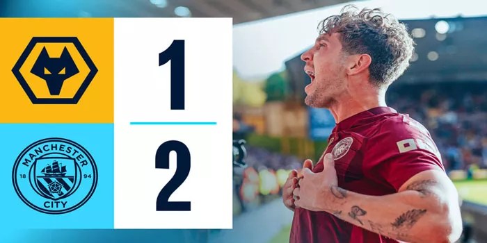 Manchester City Tundukkan Wolves 2-1 Berkat Gol Dramatis John Stones