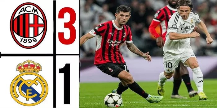 Bermain Di Santiago Bernabeu, AC Milan Berhasil Pecundangi Real Madrid Dengan Skor 1-3
