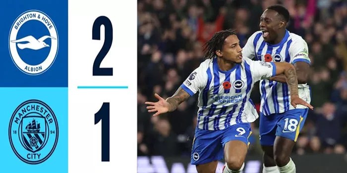 Brighton Cetak Gol Berharga Kalahkan Man City 2-1 Di Liga!