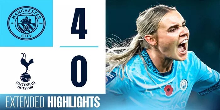 Women’s Super League – Hasil Man City 4-0 Tottenham, 8 Nov 2024