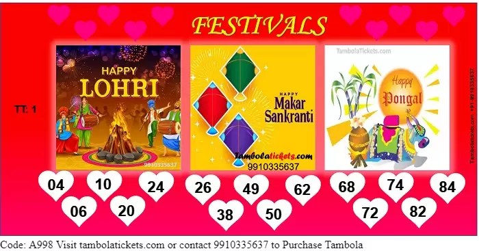 lohri pongal makar sankranti theme tambola housie bingo ticket