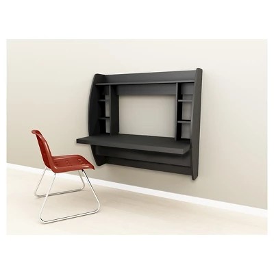 Floating Desk With Storage Black Prepac : Target
