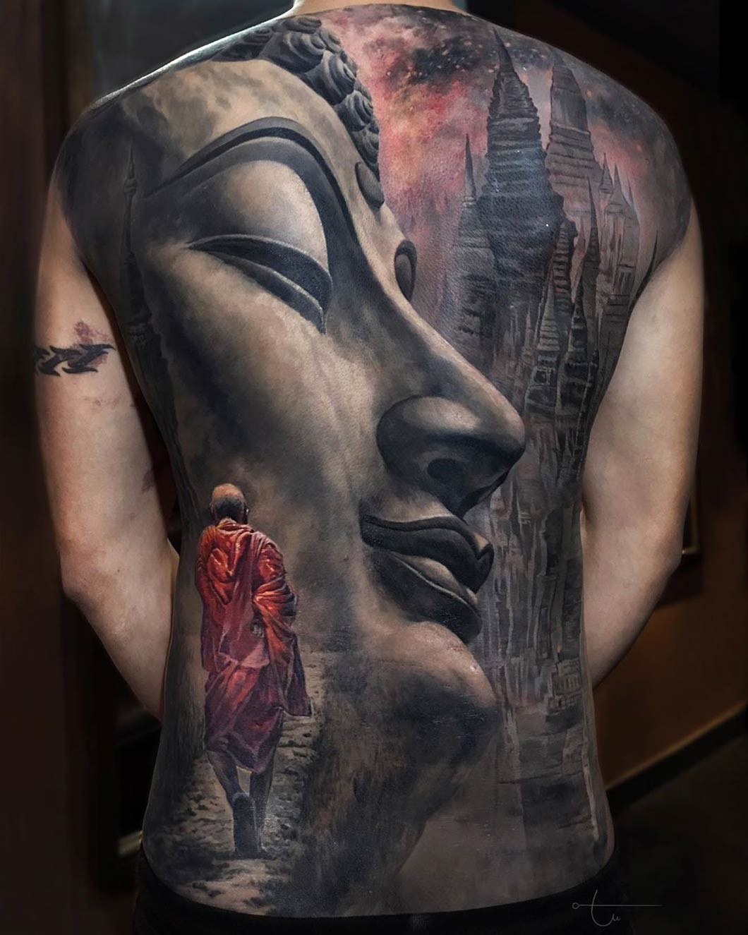 Buddha Statue & Monk Full Back Tattoo 1325_x_1060_jpg