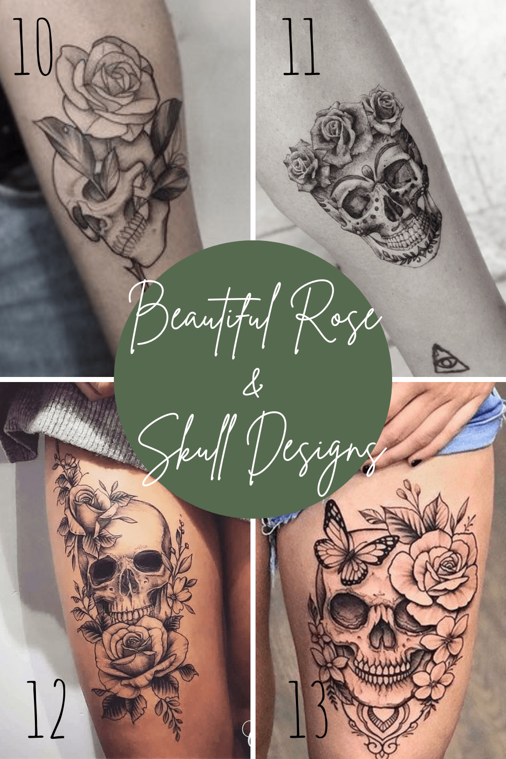 27 Beautiful Skull And Flower Tattoo Ideas - Tattooglee 1500_x_1000_png