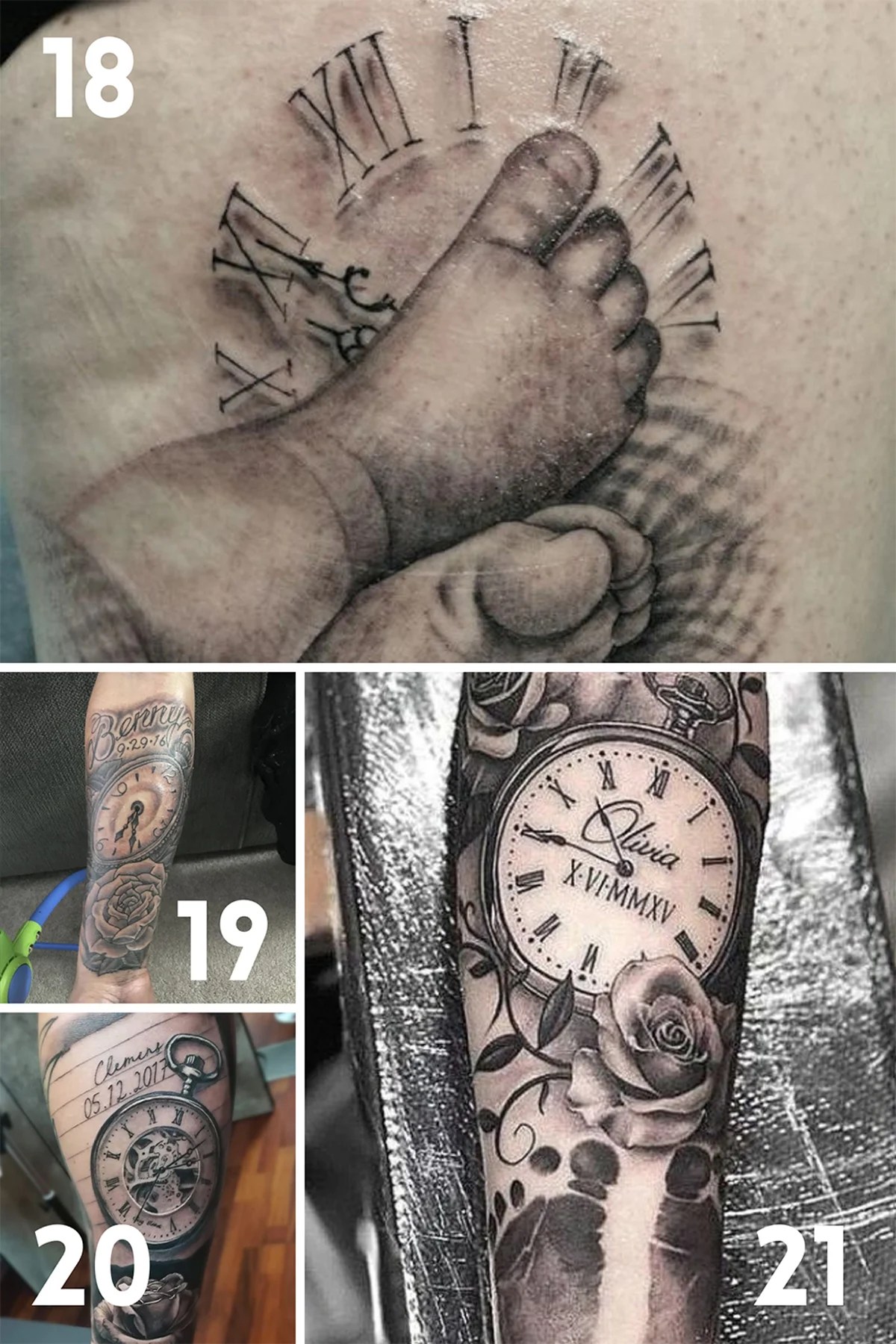 25 Classic Birth Clock Tattoos + Design Inspiration - Tattooglee 1800_x_1200_jpg