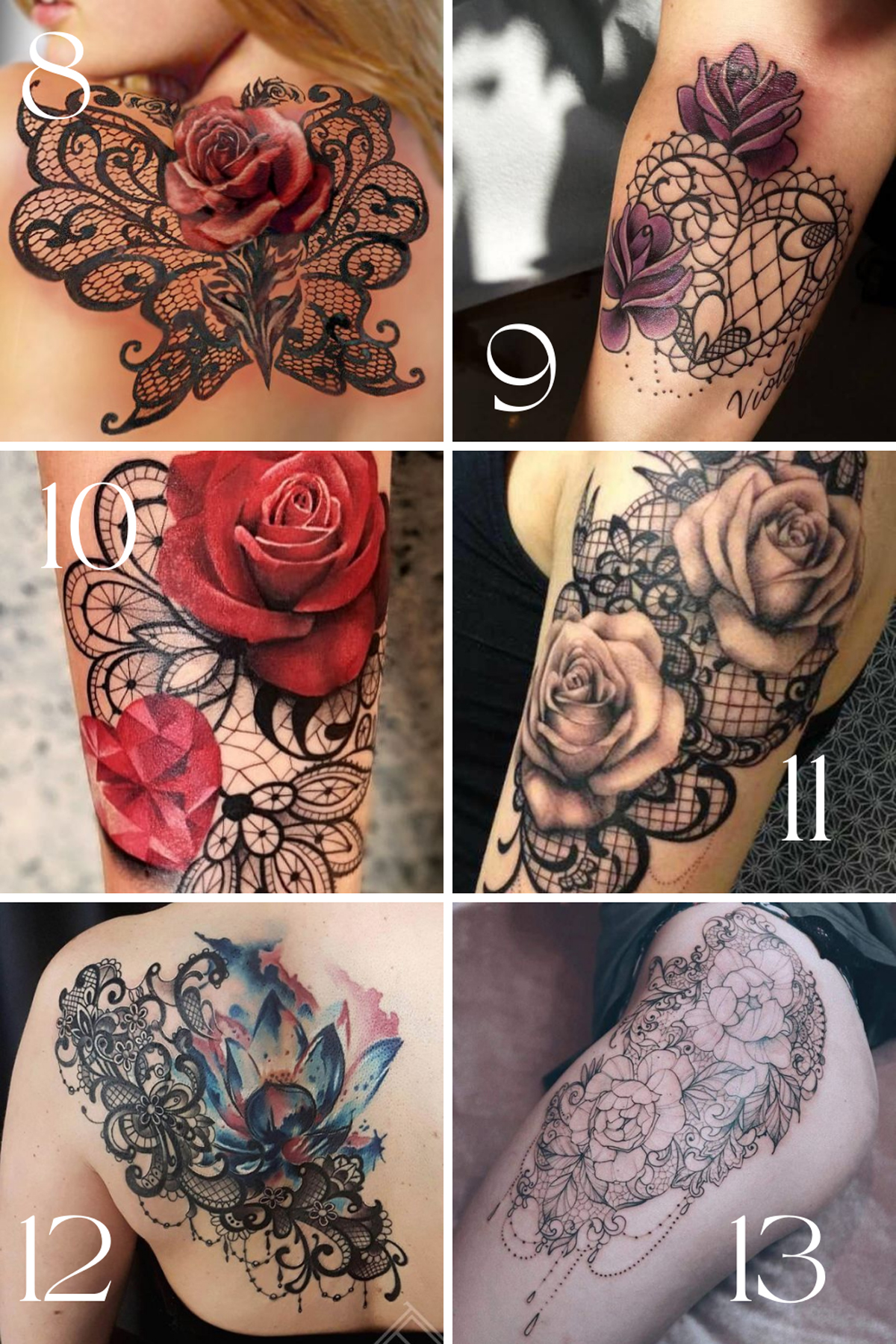 Delicate Flower And Lace Tattoo Designs + Ideas - Tattooglee 1800_x_1200_jpg