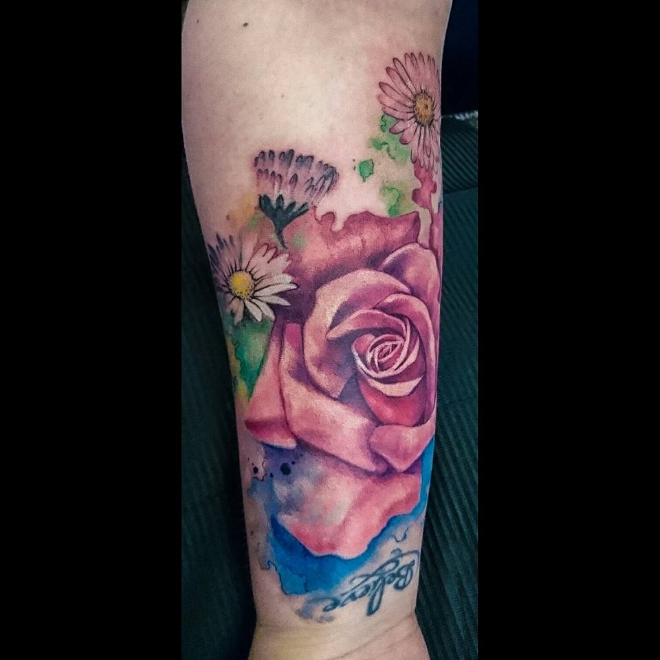 Rose And Daisies Watercolor – Tattoos Nancy 960_x_960_jpg