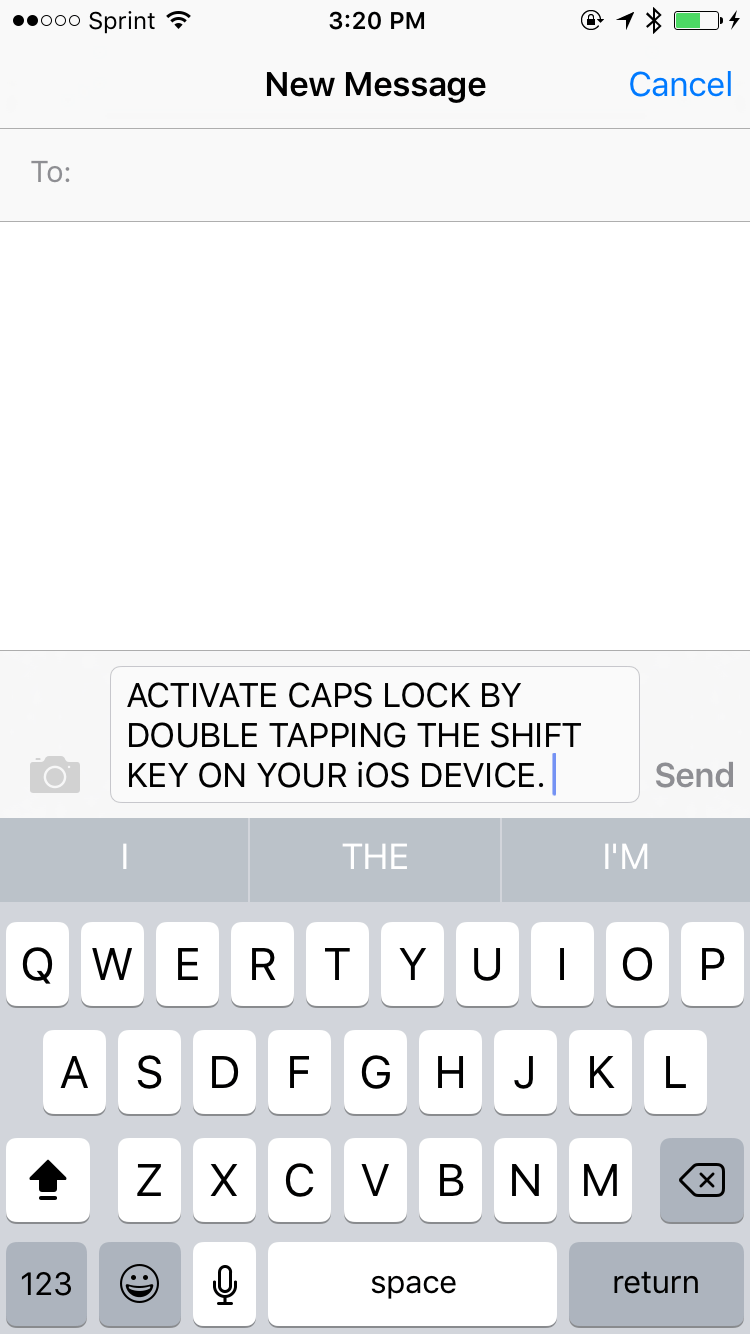 Double tap shift key on onscreen keyboard to activate "Caps Lock