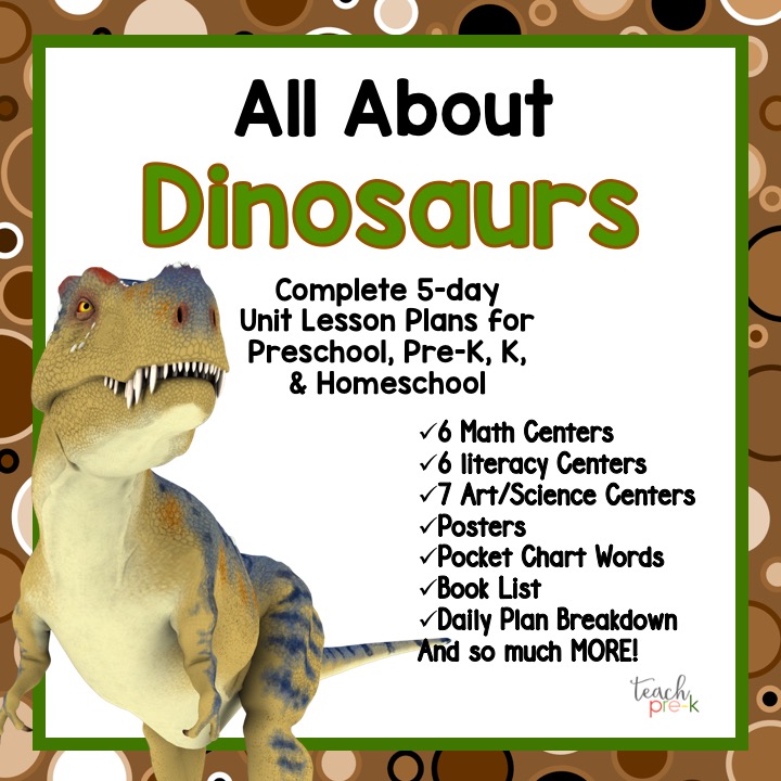 All About Dinosaurs 5-Day Lesson Plan for Preschool, PreK, K