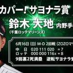 祝！ロッテ鈴木大地、6月のスカパー！サヨナラ賞受賞おめでとう！
