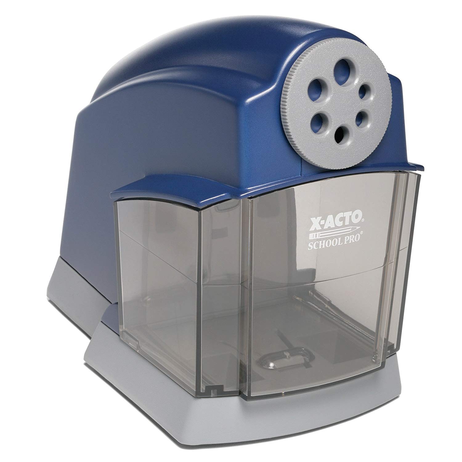 Picture of blue pencil sharpener.