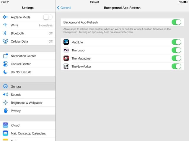 Turn-Off Background Apps Refresh in iOS 7.