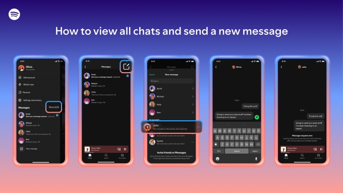 Spotify launches a messaging feature in a bid to become more social