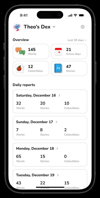 Dex is an AI-powered camera device that helps children learn new languages