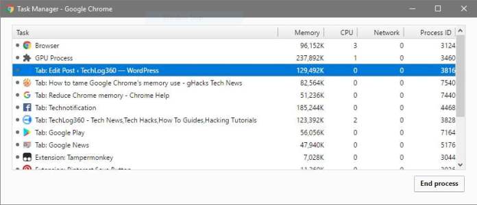 limit memory usage in chrome