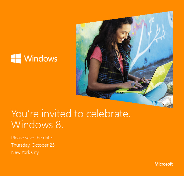 Microsoft sends Invitation For Windows 8 Launch Event