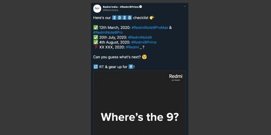 Redmi India teases Redmi 9 smartphone launch soon