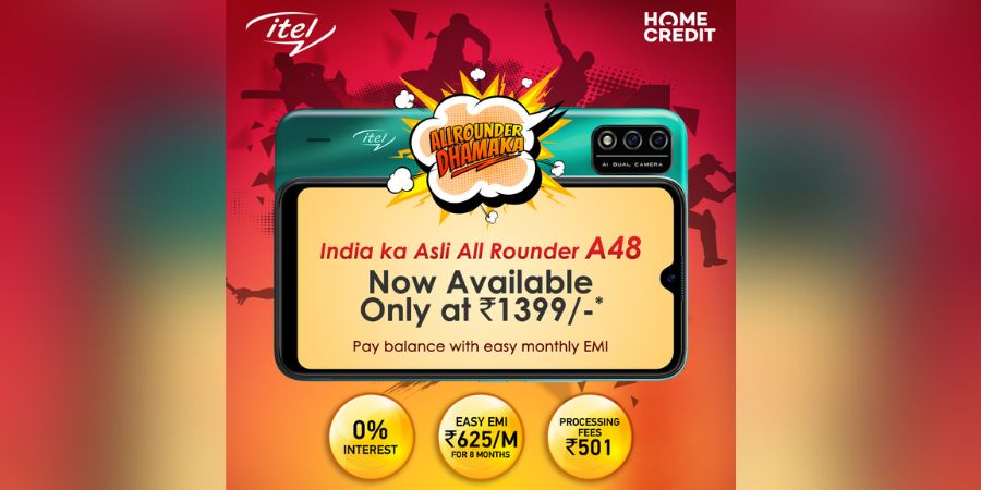 itel A48 is now available at Rs. 1399 with an easy EMI of Rs. 625