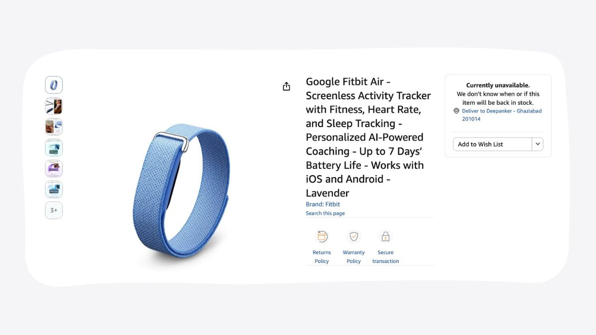 Google Fitbit Air May Launch in India Soon as Amazon Listing Goes Live